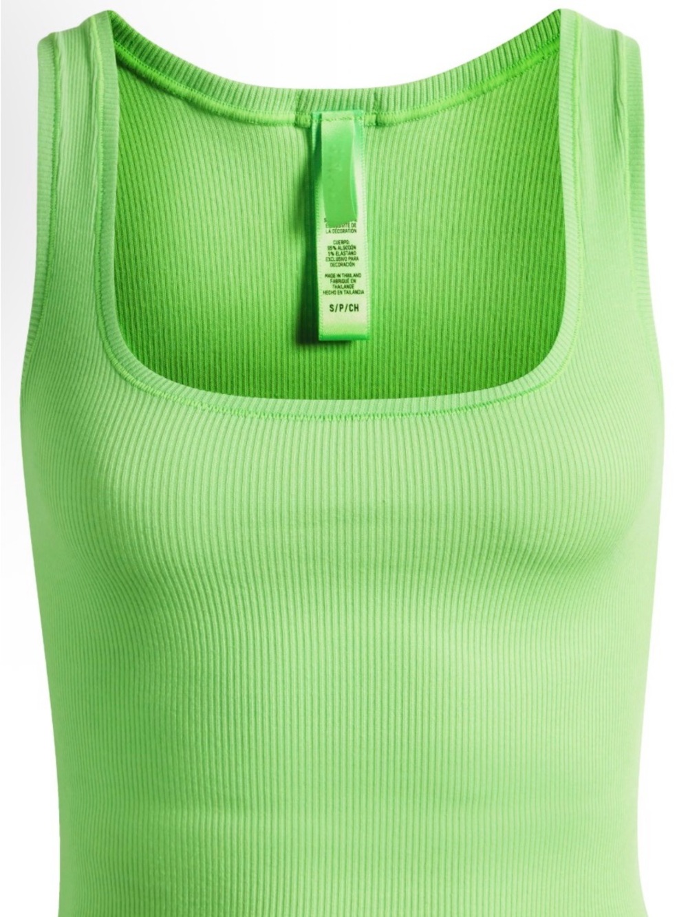 Skims Cotton Rib crop tank in neon green size S